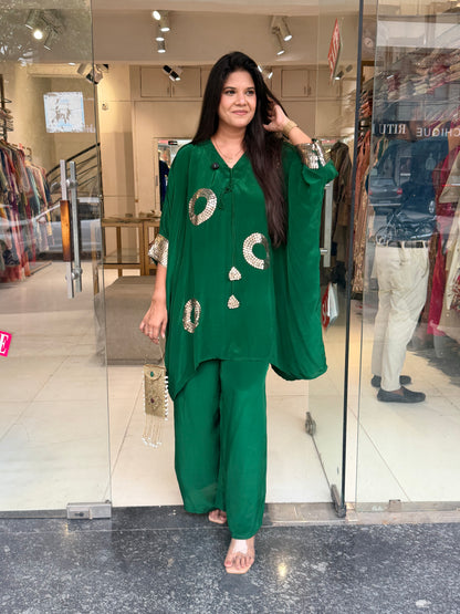 Green sequence baggy crepe co-ord set