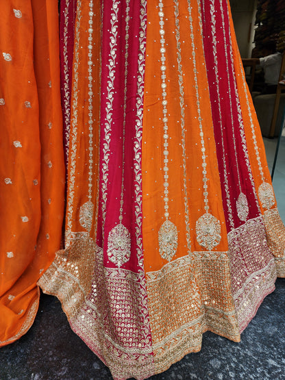 Sadabahar orange rani anarkali suit