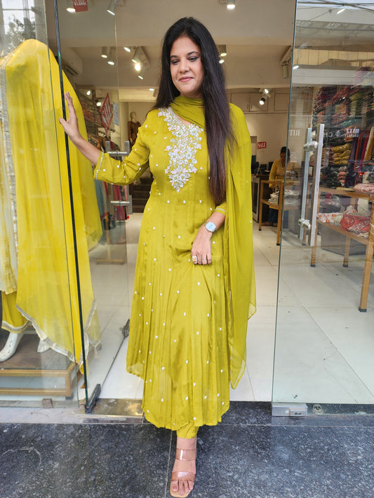 Green anarkali suit