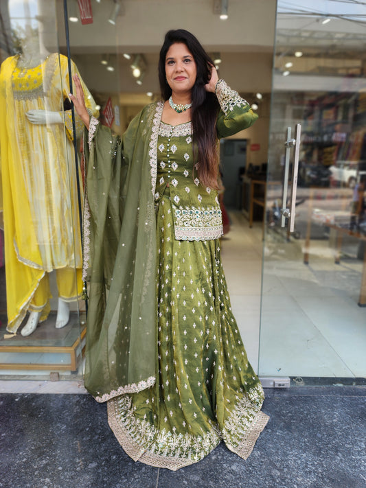 Jodha green peplum indowestern dress