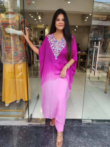 Pink ombre baggy kaftaan suit