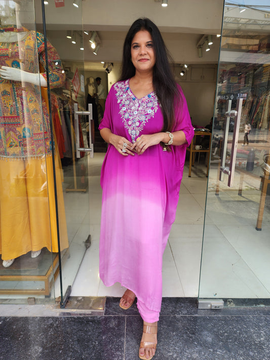 Pink ombre baggy kaftaan suit
