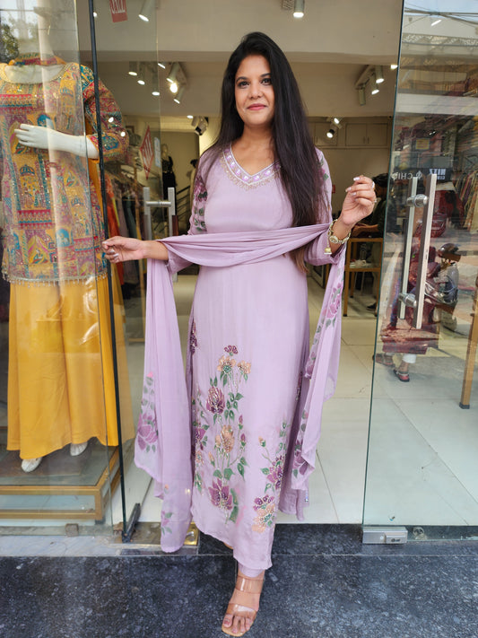 Mauve handbrusk A line suit