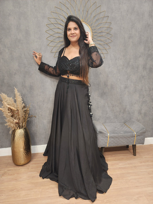 Sama 3pc short koti indowestern lehenga