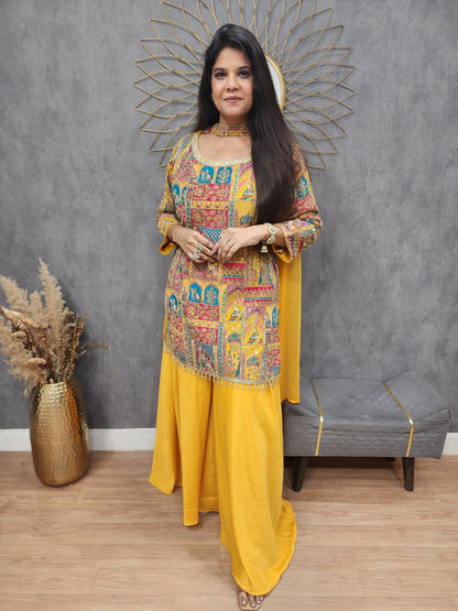 Lemon yellow rajwada sharara suit