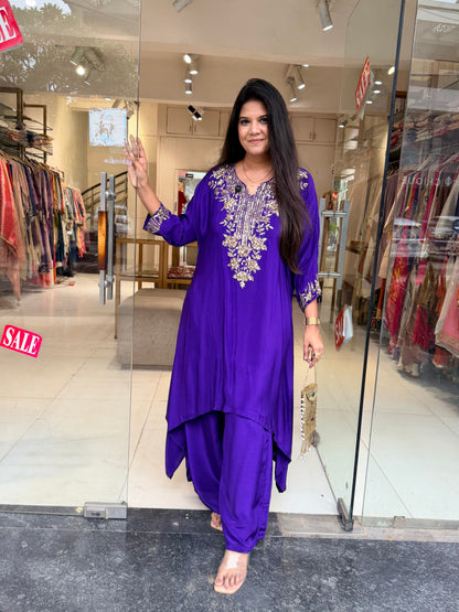 Purple embellished baggy co-ord set