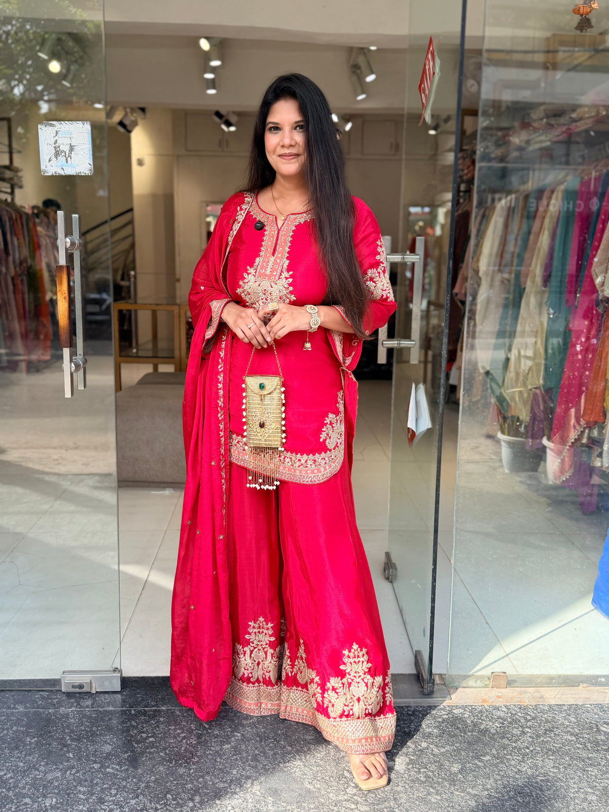 Karwachauth special apple cut sharara suit