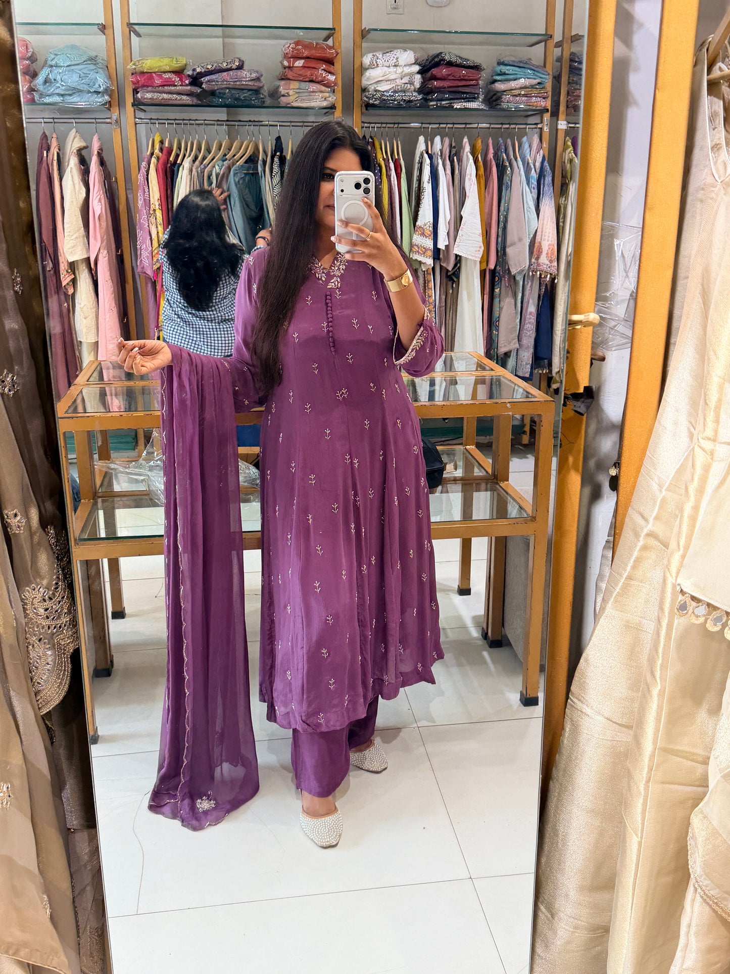3pc chinon anarkali suit