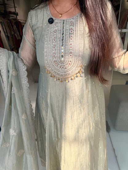 Crush tissue anarkali suit