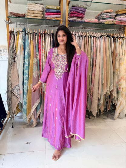Pearl work anarkali suit