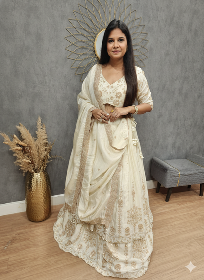 Alia off white double layer lehenga