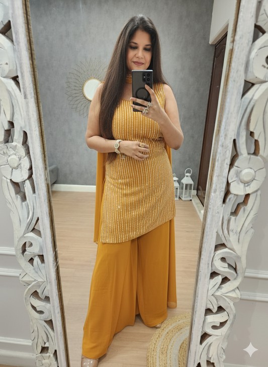Kismat mustard yellow sharara suit