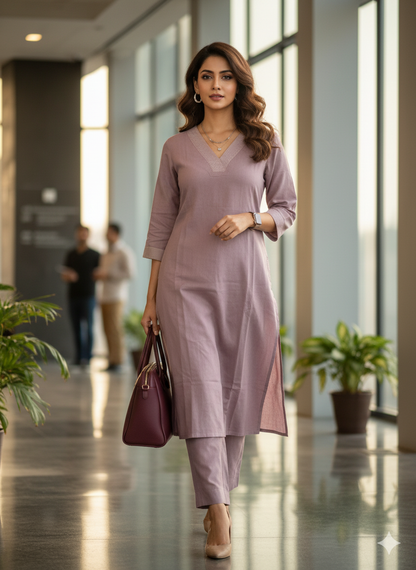 Linen office wear lilac co-ord set