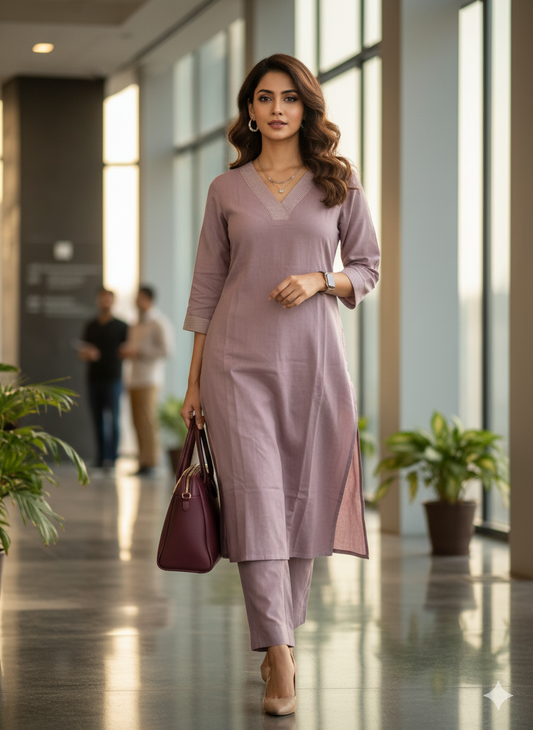 Linen office wear lilac co-ord set
