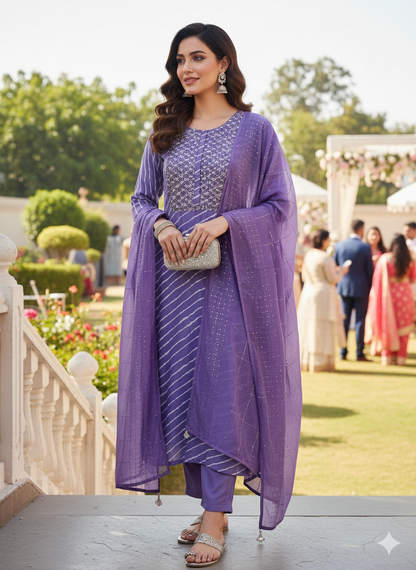 Purple leheriya straight cut shoot