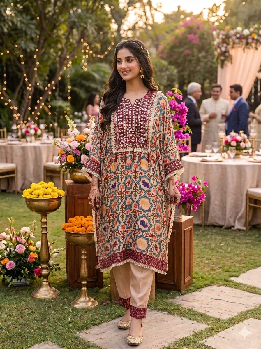 Muslin gotapatti choga set