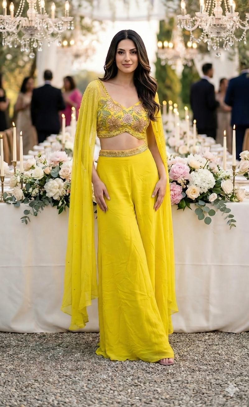 Yellow carnival indowestern dress