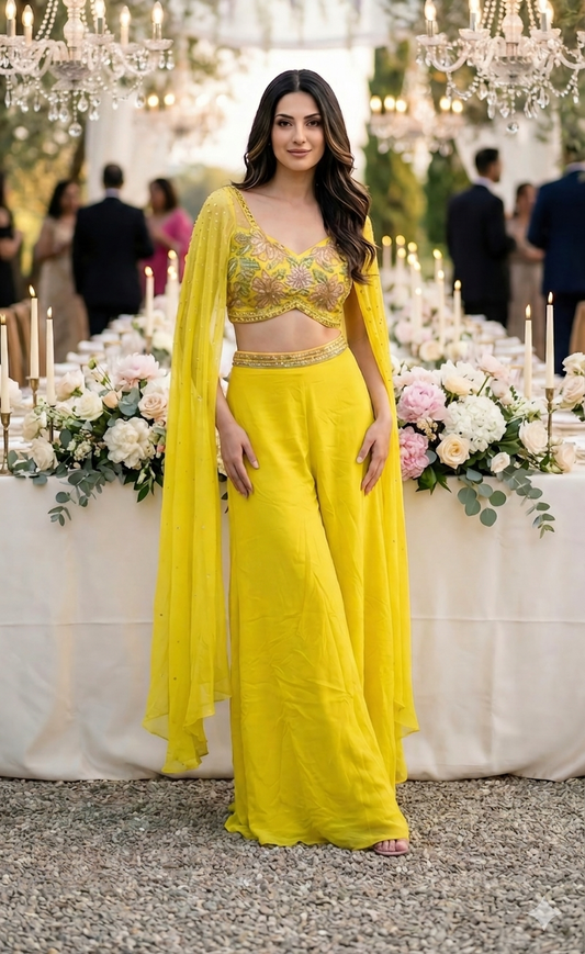 Yellow carnival indowestern dress