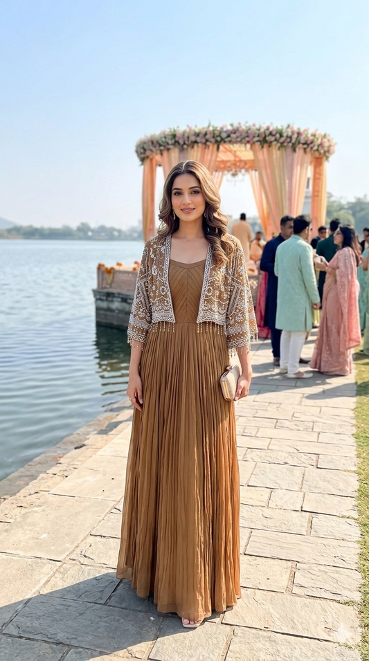 Step long midi with detachable jacket