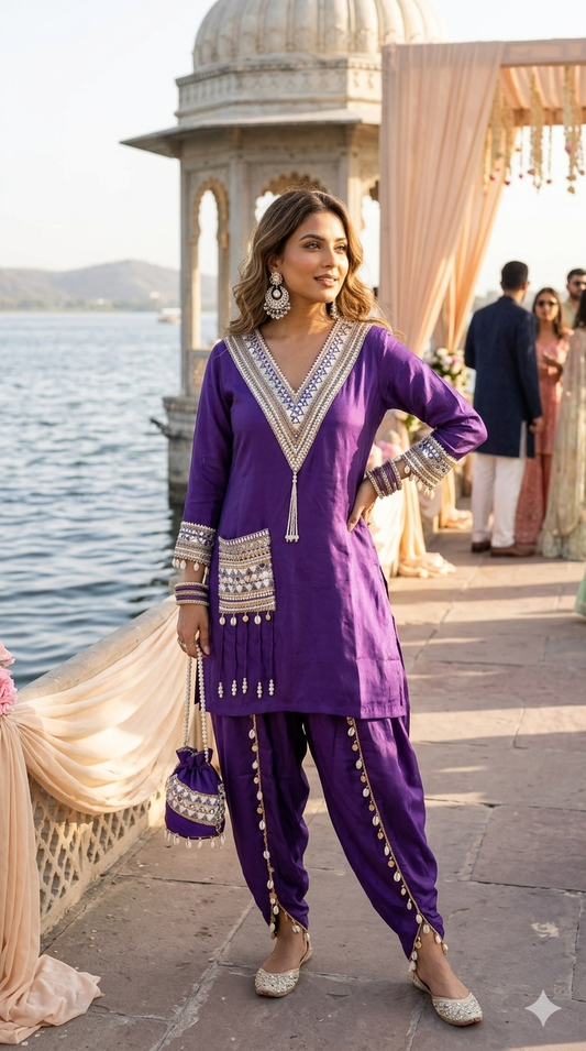 Crepe tulip co-ord with potli