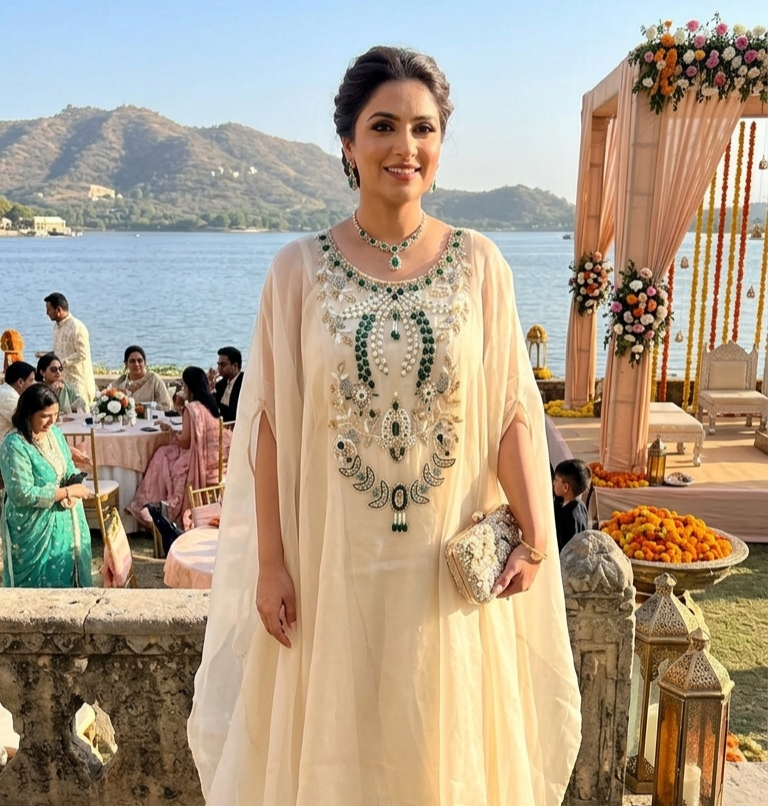 Jewel work kaftaan style co-ord set