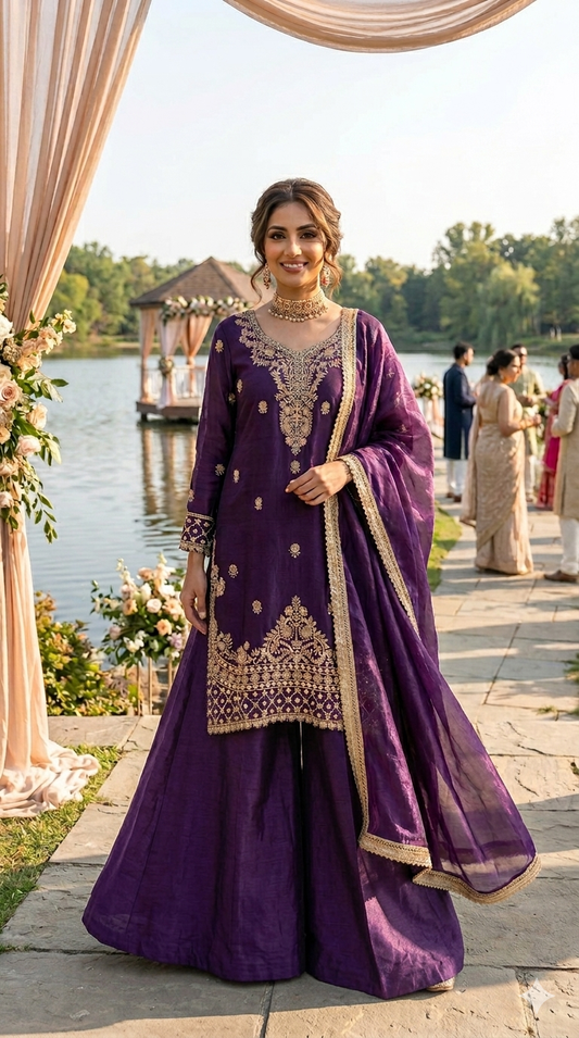 Purple fendy plazzo suit