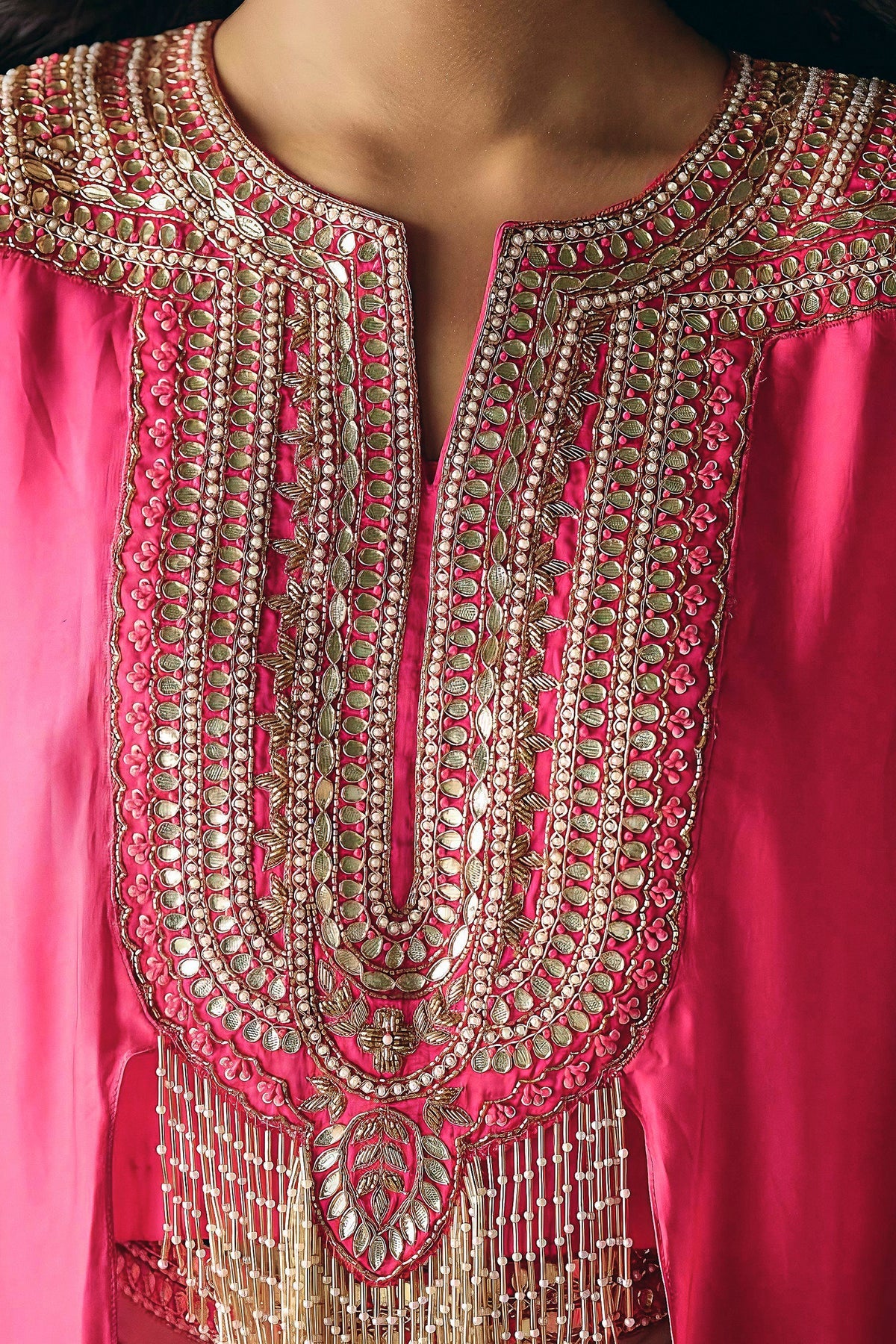 Zamara Satin silk embellished cowl cape dress