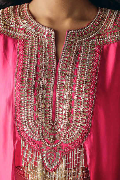 Zamara Satin silk embellished cowl cape dress