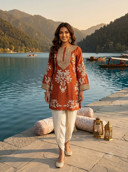 Dola silk kurta tulip co-ord set