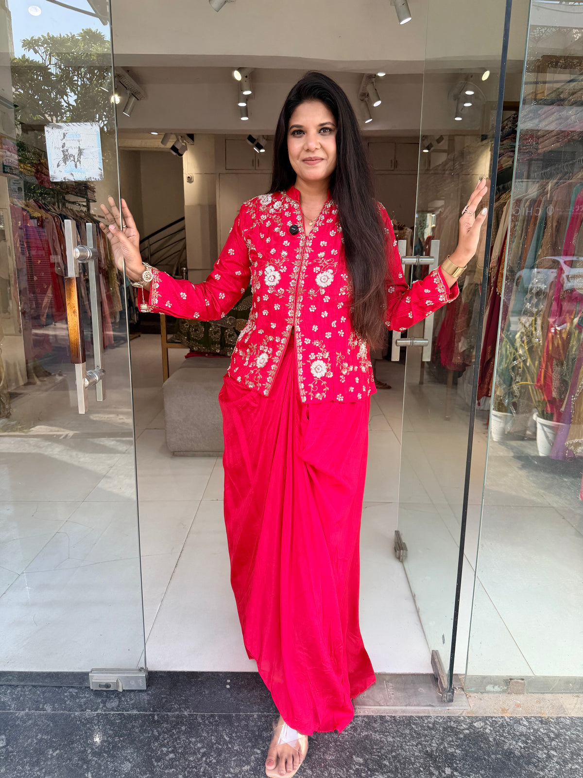 Designer cowl cut indowestern dress