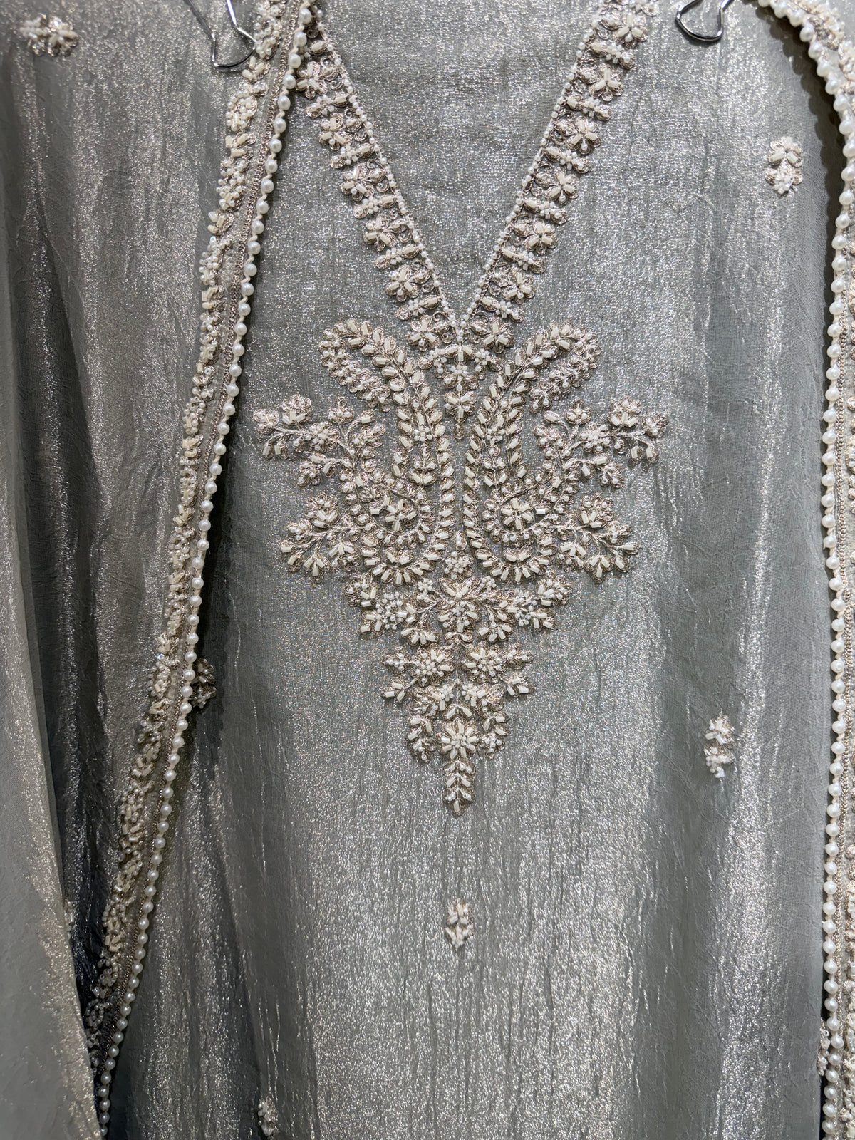 Tissue embellished unstitched suits