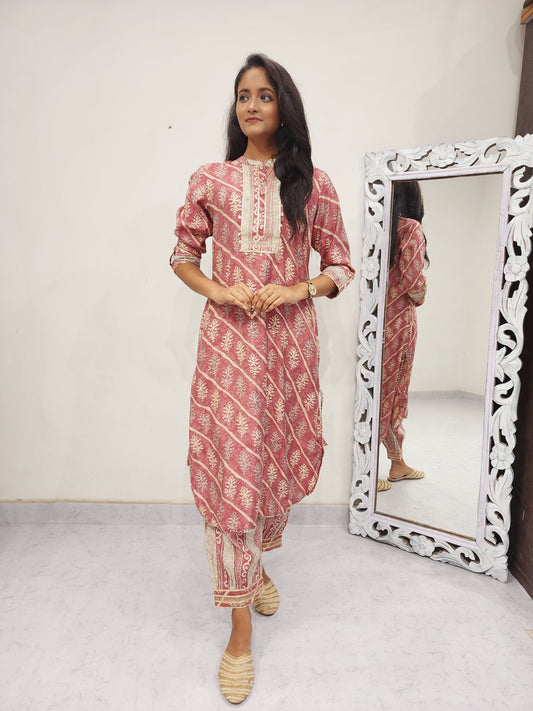 Huma roswgold pink afghani suit