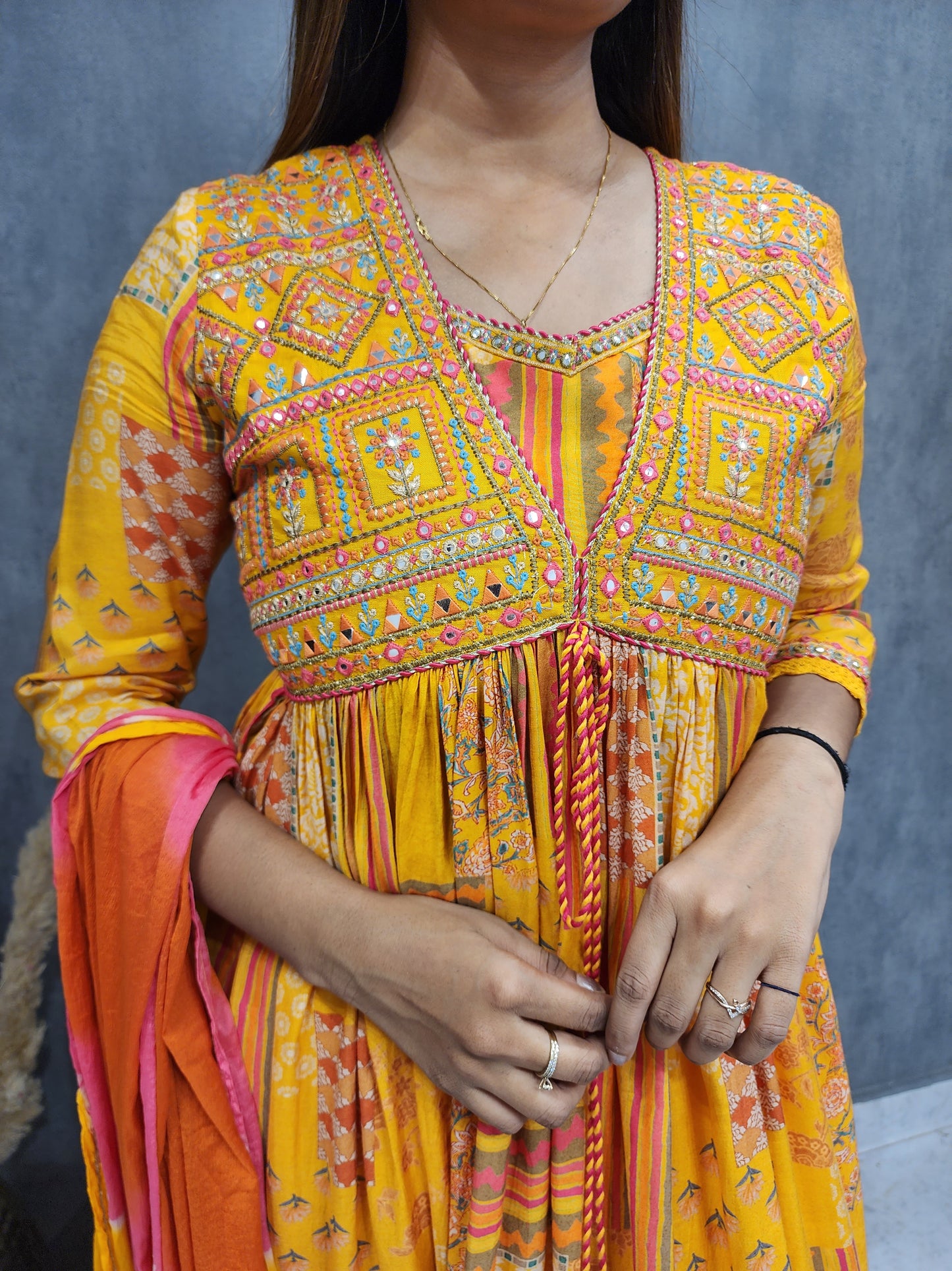 ALIA MANGO YELLOW ANARKALI AFGHANI DRESS