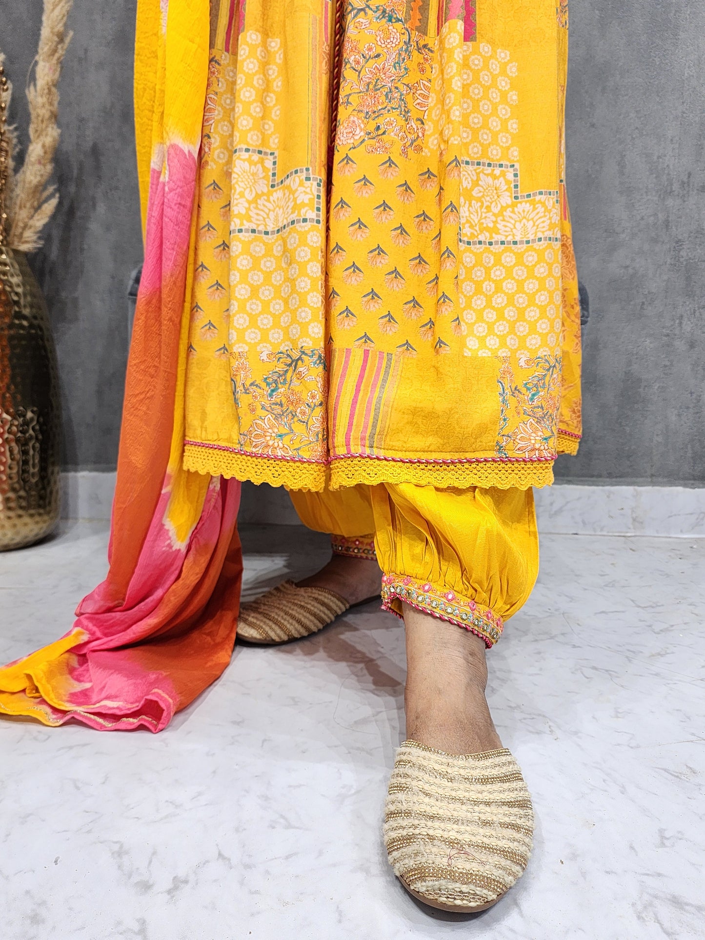 ALIA MANGO YELLOW ANARKALI AFGHANI DRESS