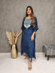 BLUE KAFTAAN EMBRODRED DRESS WITH PANT