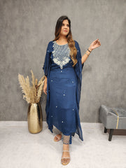 BLUE KAFTAAN EMBRODRED DRESS WITH PANT