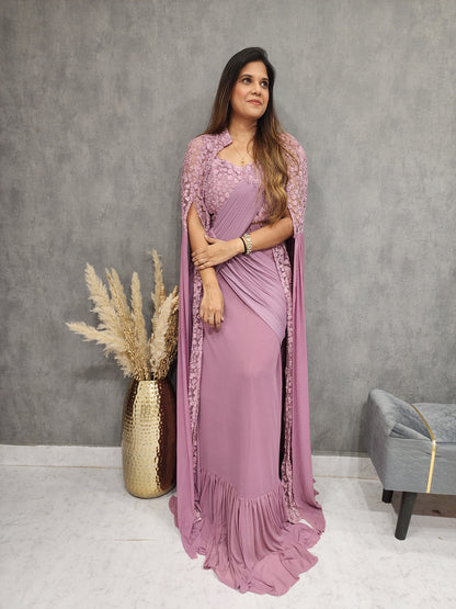 MERMAID LILAC DRAPE JACKET SAREE