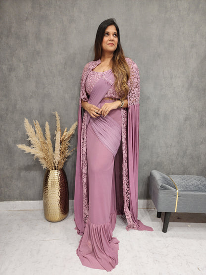 MERMAID LILAC DRAPE JACKET SAREE