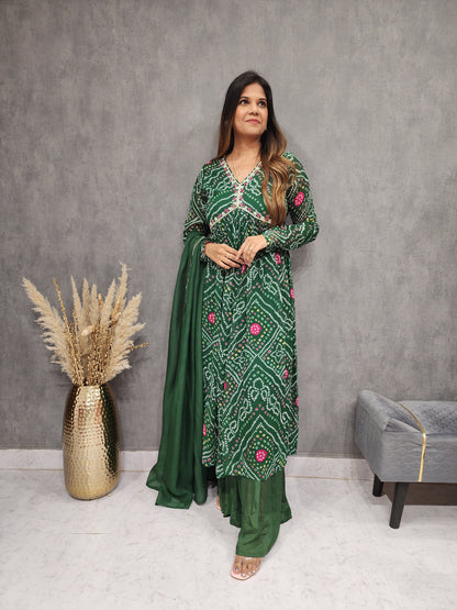 GREEN BANDHANI ALIA -NAYRA CUT GARARA SUIT