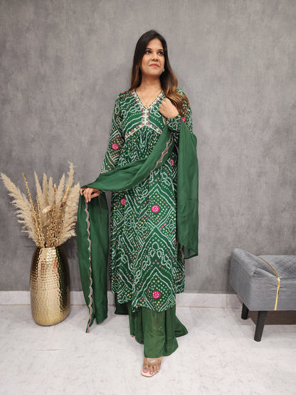 GREEN BANDHANI ALIA -NAYRA CUT GARARA SUIT