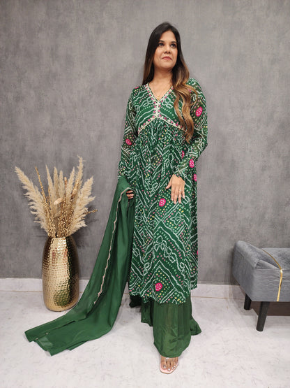 GREEN BANDHANI ALIA -NAYRA CUT GARARA SUIT