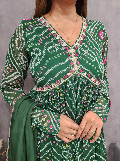 GREEN BANDHANI ALIA -NAYRA CUT GARARA SUIT