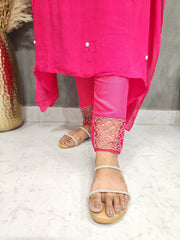 CHERRY PINK EMBROIDED KAFTAAN PANT SUIT
