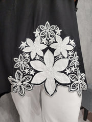 BLACK AND WHITE EMBROIDED HIGH LOW CO-ORD SET