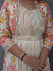 AFZA FLORAL PRINT INDOWESTWRN OUTFIT WITH BELT