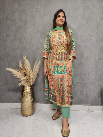 Meher green digital print pakistani suit