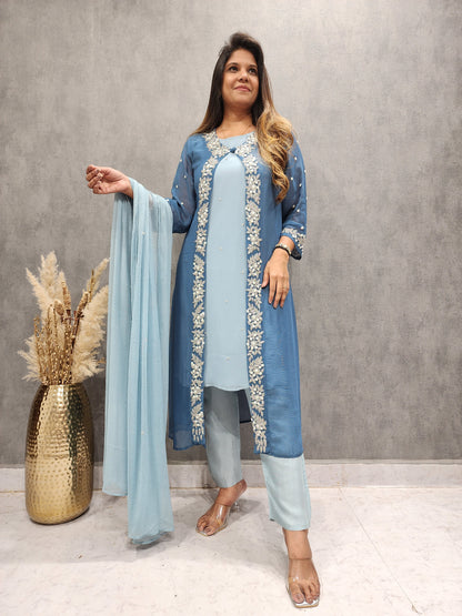 Classy powder blue high low co-ord set