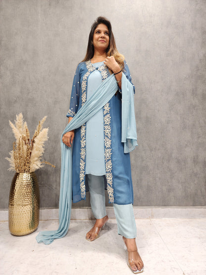 Classy powder blue high low co-ord set