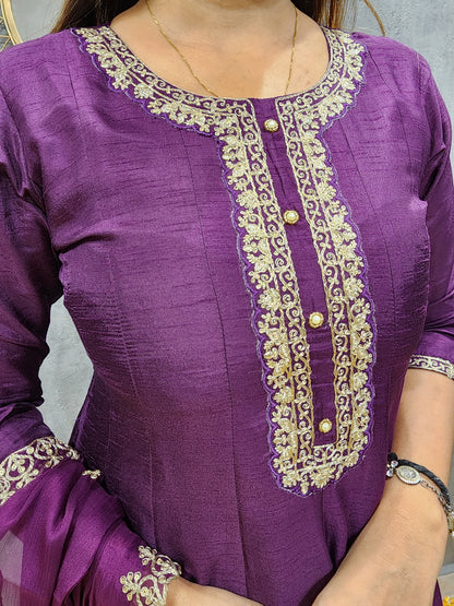 KARISHMA PURPLE ANARKALI PALZO SUIT