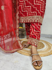 HEER RED PANT SUIT WITH ORGANZA DUPATTA